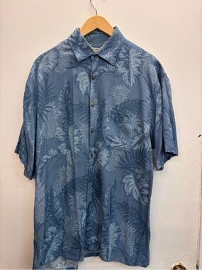 Mods Campia Moda Men's Blue Tropical Print 100% Rayon Short-Sleeve Button Shirt